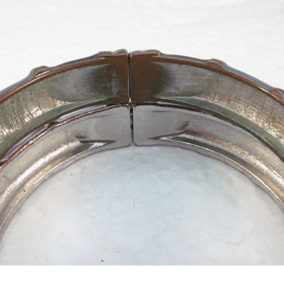 Enamel Bamboo Style Hinge Bracelets Set of 2 Purple and Green Blues - Picture 8 of 16